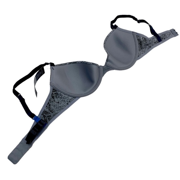 New Obsidian Bra 34C by Elle Macpherson Gray Python Padded Underwire - Picture 9 of 11